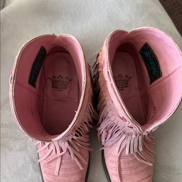 Fringed Pink Western Boots - Picture 2 of 8